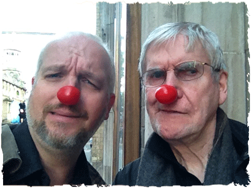 Calle &amp; <b>Keith Johnstone</b> med clownnäsor - calle_keith